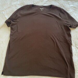 Kim Rogers Womens Short Sleeve Shirt - Brown - Cotton -Large L R top tee